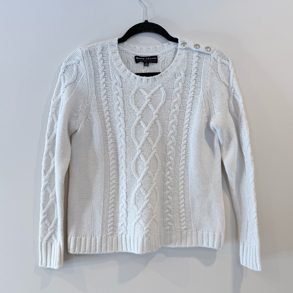 🔥Madewell Women’s White Cable Knit Sweater size XS EC🔥